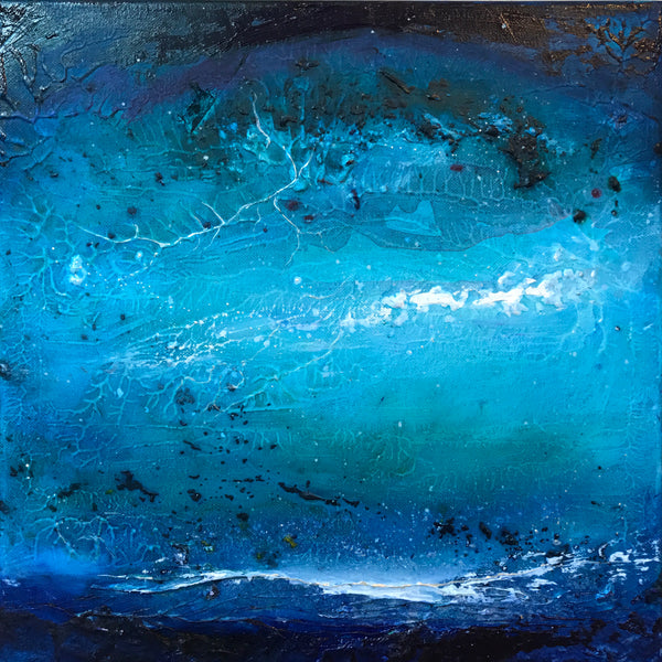 【P30号】good blue(call) 油絵 oil painting Midnight Seascape